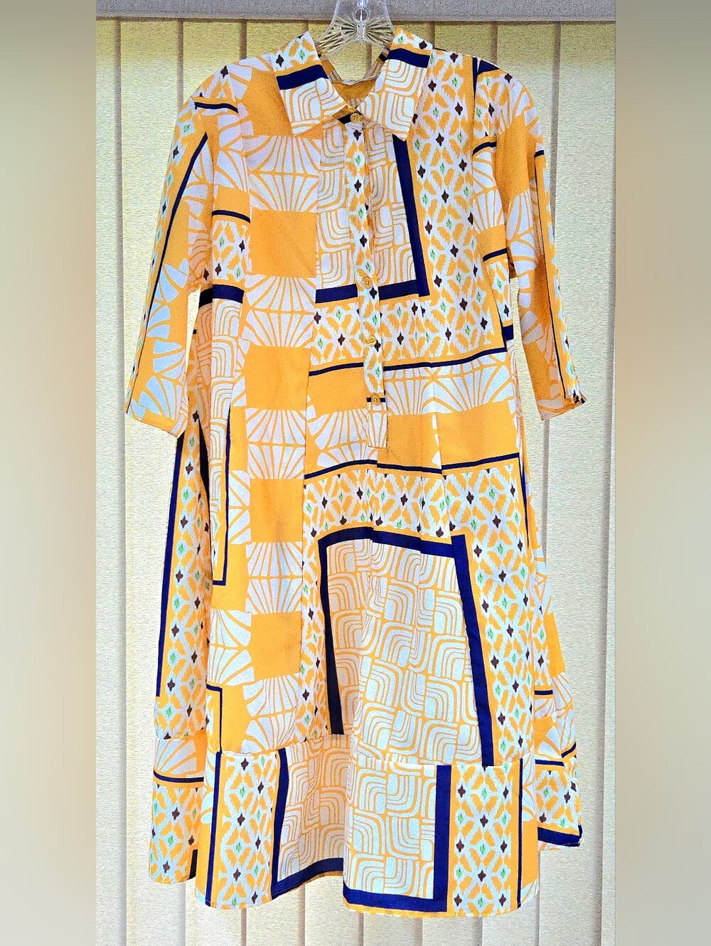Yellow Geometric Print Women’s Dress
